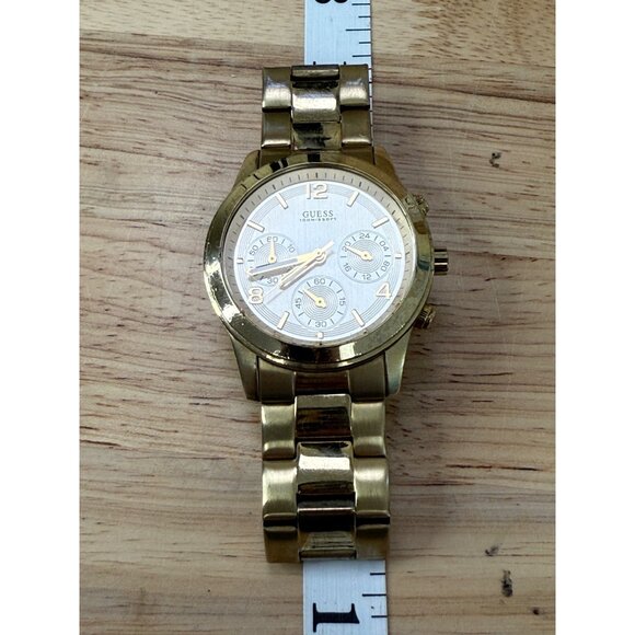 Guess Womens Gold Tone Chronograph Watch 100M Water Resistant NOT TESTED - Picture 2 of 9